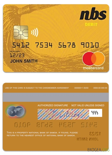 Carte de débit Mastercard de la Banque nationale des Samoa des Samoa